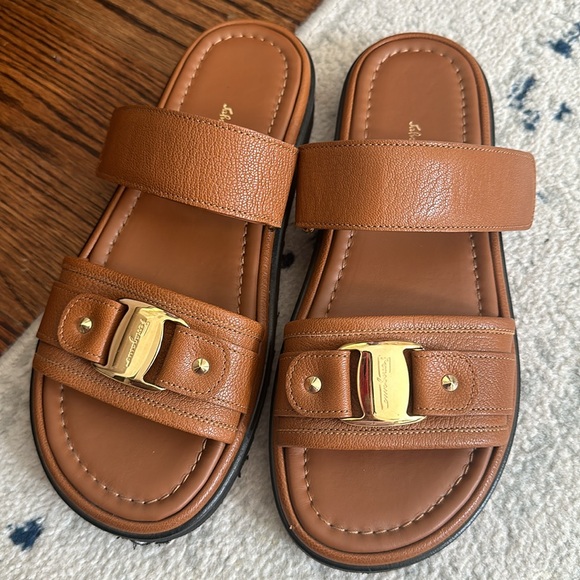 Salvatore Ferragamo Shoes - Salvatore Ferragamo Birkenstock Style Sandals Camel Color Size 8.5